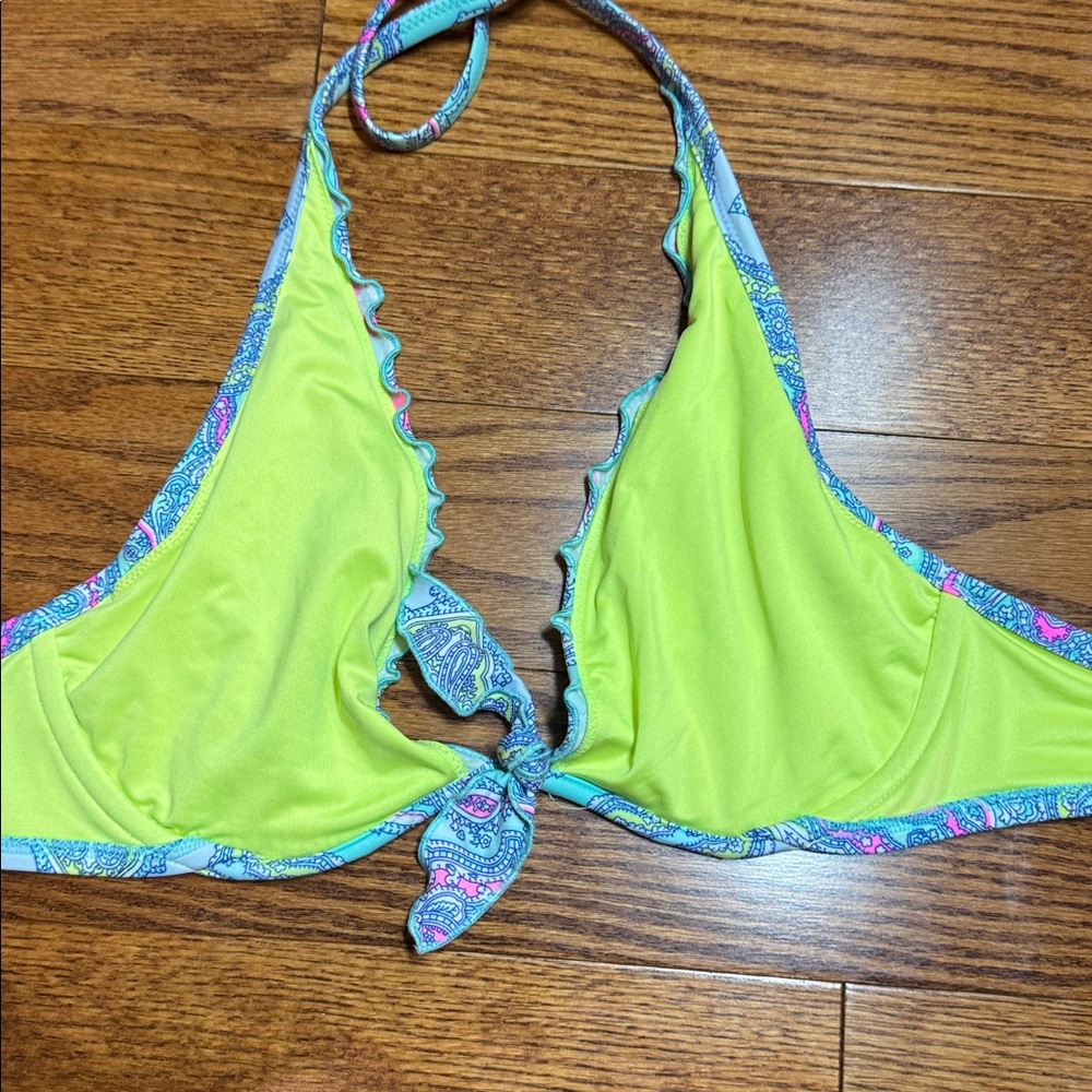 2/$10 Victoria's Secret 34D Paisley Bikini Top - Blue, Pink, Yellow - Picture 2 of 5
